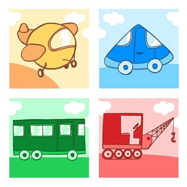 vehiculos de formas y colores